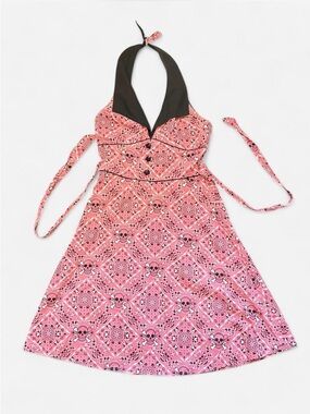 Rock Steady pink bandana print halter dress Size M